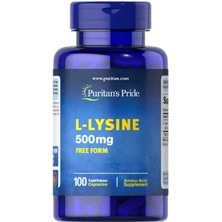 Лизин, L-Lysine, Puritan's Pride, 500 мг, 100 капсул
