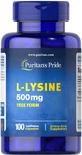 Лізин, L-Lysine, Puritan's Pride, 500 мг, 100 капсул