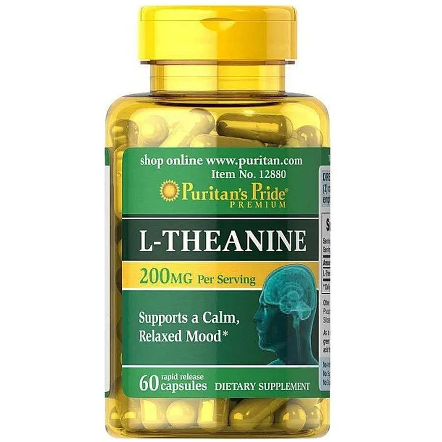Л-теанин, L-Theanine, Puritan's Pride, 200 мг, 60 капсул: цены и характеристики