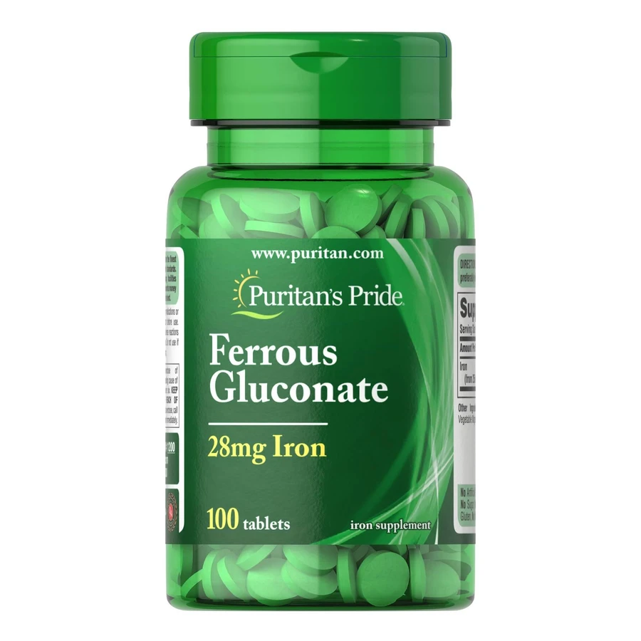 Залізо глюконат, Ferrous Gluconate, Puritan's Pride, 28 мг, 100 таблеток: ціни та характеристики