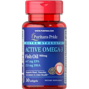 Омега-3 рыбий жир экстра сила, Omega-3 Fish Oil, Puritan's Pride, 30 капсул