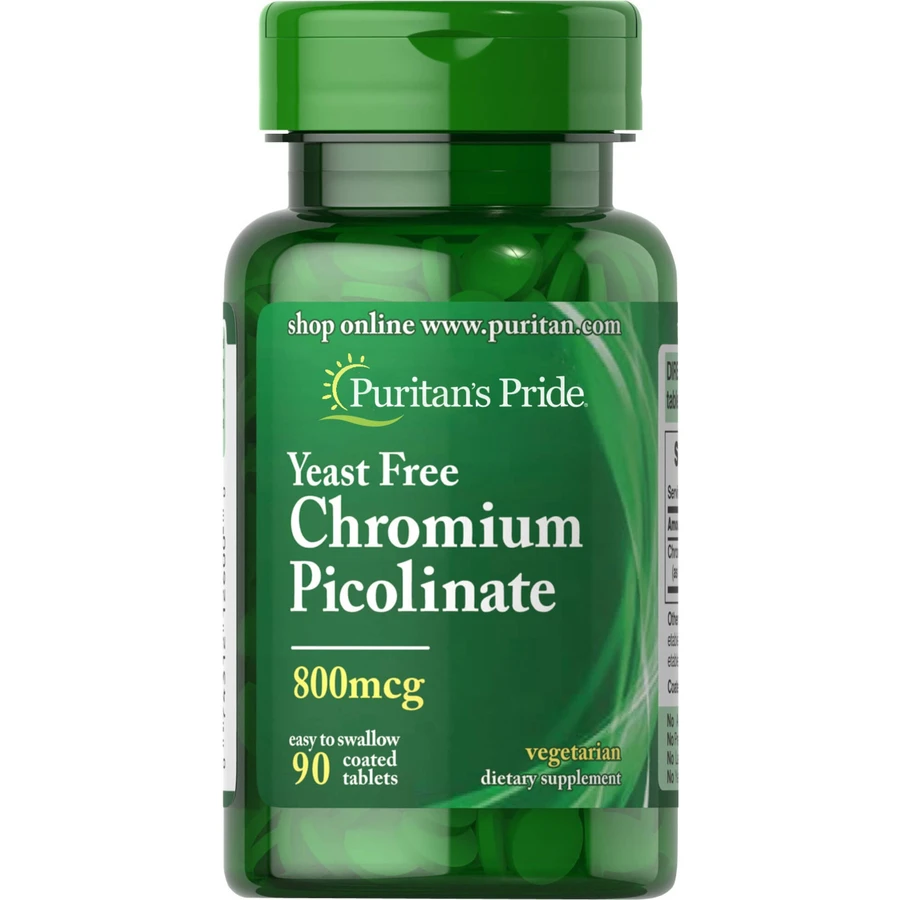 Хром пиколинат, Chromium Picolinate, Puritan's Pride, без дрожжей, 800 мкг, 90 таблеток: цены и характеристики