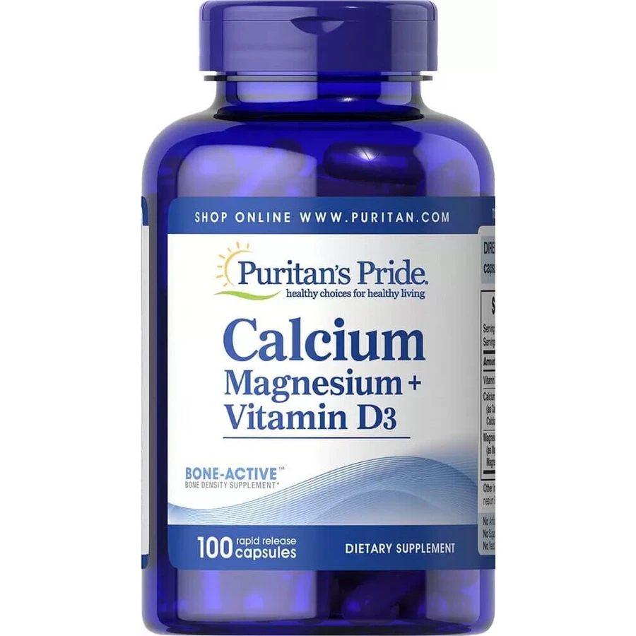 Кальцій, магній плюс вітамін D3, Calcium Magnesium plus Vitamin D, Puritan's Pride, 100 капсул: ціни та характеристики