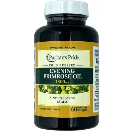Масло вечерней примулы из ГЛК, Evening Primrose Oil, Puritan's Pride, 1300 мг, 60 гелевых капсул: цены и характеристики
