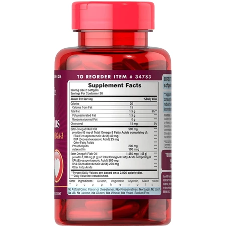 Масло криля плюс Омега-3, Krill Oil Plus, Puritan's Pride, 1085 мг, 60 капсул: цены и характеристики