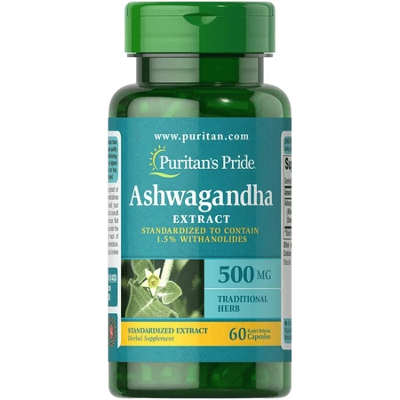 Ашваганда, стандартизированный экстракт, Ashwagandha, Puritan's Pride, 500 мг, 60 капсул: цены и характеристики