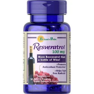 Ресвератрол, Resveratrol, Puritan's Pride, пробный размер, 100 мг, 30 капсул