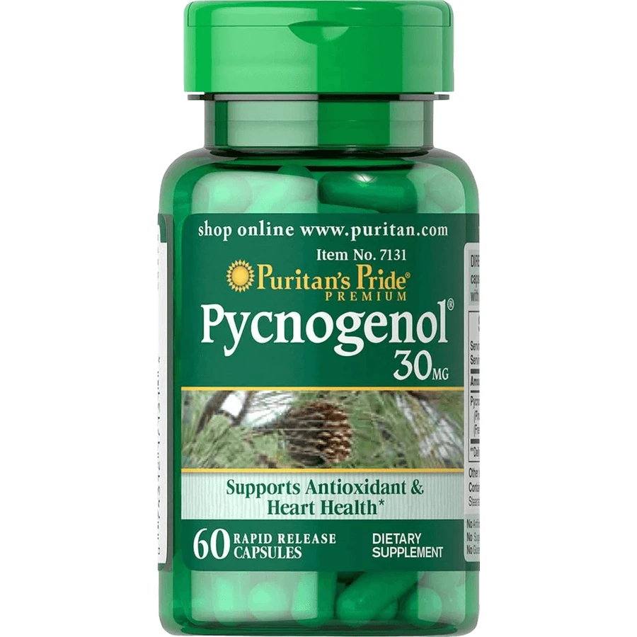 Пикногенол, Pycnogenol, Puritan's Pride, 30 мг, 60 капсул: цены и характеристики