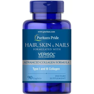 Формула для кожи, волос и ногтей на основе VERISOL, Hair, Skin and Nails, Puritan's Pride, 90 каплет
