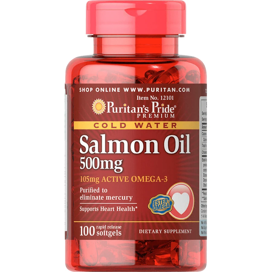 Жир лосося Омега-3, Omega-3 Salmon Oil, Puritan's Pride, 500 мг (105 мг активного омега-3), 100 капсул: ціни та характеристики