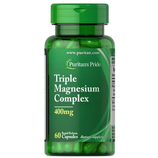 Магній, потрійний комплекс, Triple Magnesium Complex, Puritan's Pride, 400 мг, 60 капсул швидкого вивільнення