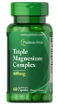 Магний, тройной комплекс, Triple Magnesium Complex, Puritan's Pride, 400 мг, 60 капсул быстрого высвобождения