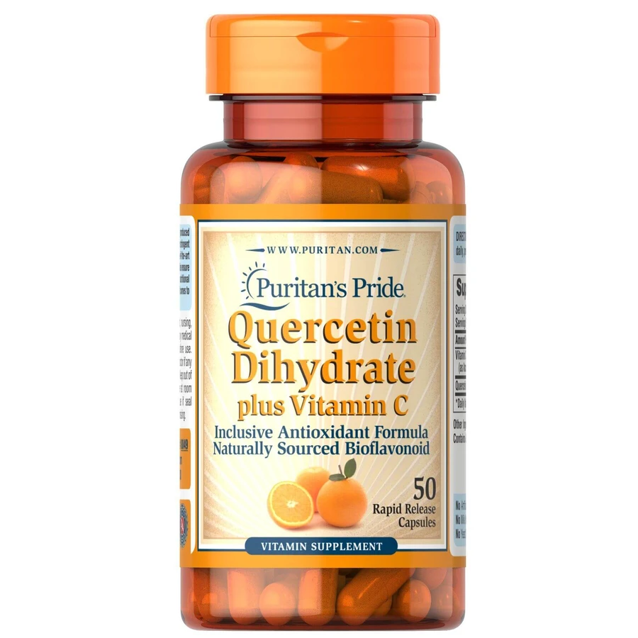 Кверцетин дигідрат плюс вітамін C, Quercetin Dihydrate Plus Vitamin C, Puritan's Pride, 500 мг/1400 мг, 50 капсул: ціни та характеристики