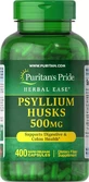 Подорожник лушпиння, Psyllium Husks, Puritan's Pride, 500 мг, 400 капсул