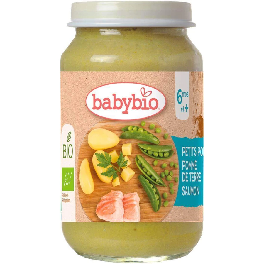 BABYBIO органический горох и картофель с лососем 1×200 г, органический овощной гарнир: цены и характеристики