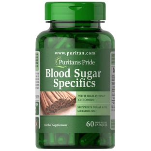 Нормалізація рівня цукру в крові, Blood Sugar Specifics, Puritan's Pride, з корицею та хромом, 60 капсул