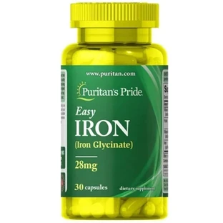 Железо, Easy Iron (Glycinate), Puritan's Pride 28 мг, 30 гелевых капсул