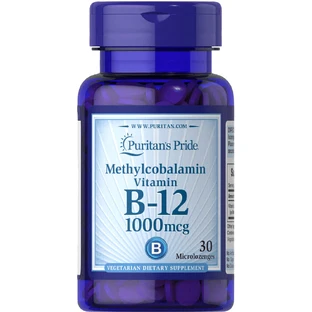 Витамин В12 (метилкобаламин), Methylcobalamin Vitamin B-12, Puritan's Pride 1000 мкг, 30 миниледенцов