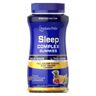 Формула для сну з мелатоніном та L-теаніном, Sleep Complex, Puritan's Pride, 60 жувальних цукерок зі смаком тропічного пуншу