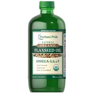 Лляна олія, Flaxseed Oil, Puritan's Pride, органічна, 473 мл
