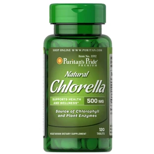 Хлорела, Natural Chlorella, Puritan's Pride, 500 мг, натуральна, 120 таблеток