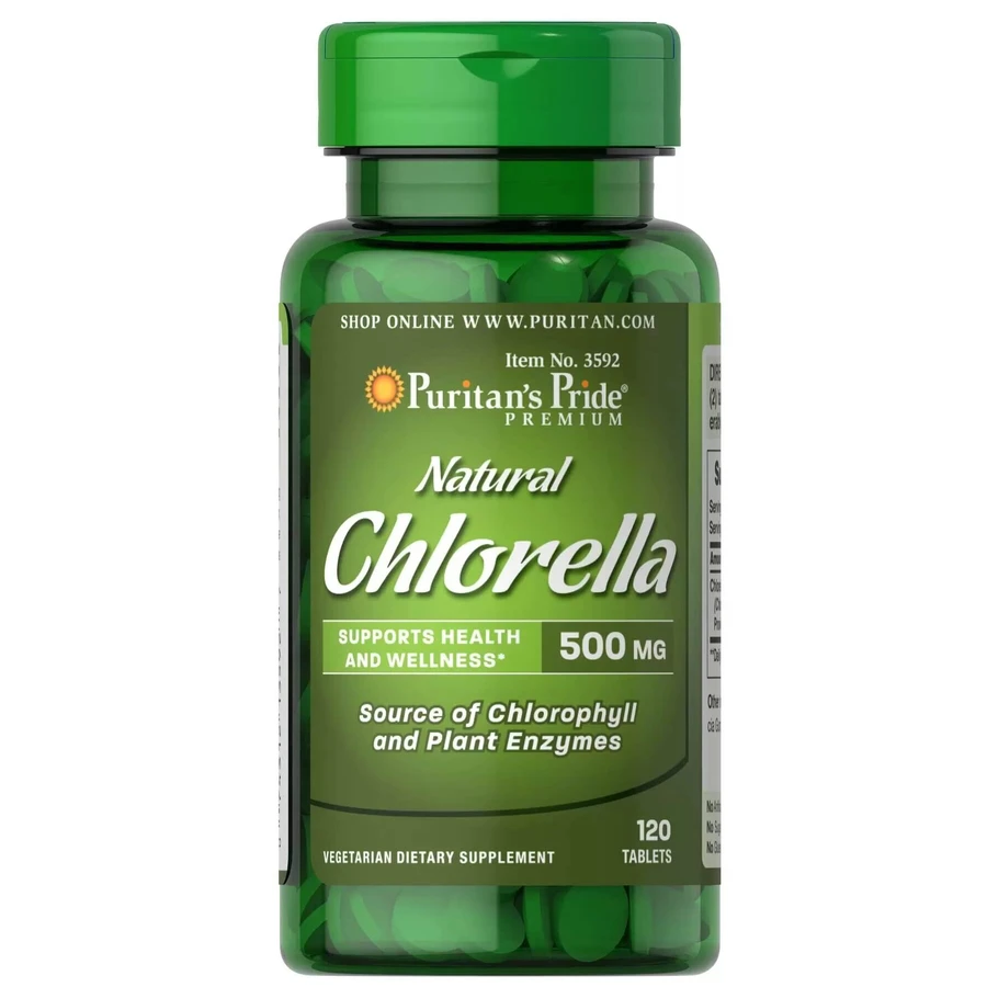 Хлорела, Natural Chlorella, Puritan's Pride, 500 мг, натуральна, 120 таблеток: ціни та характеристики