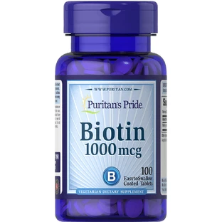Біотин, Biotin, Puritan's Pride 1000 мкг, 100 таблеток