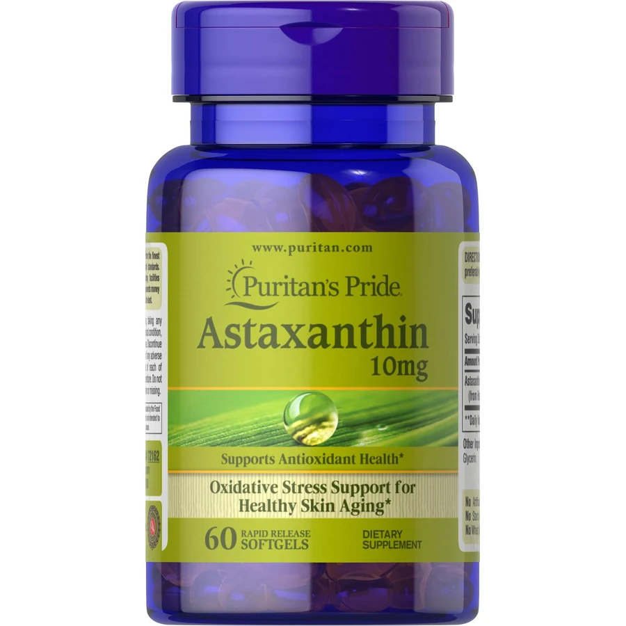 Астаксантин, Natural Astaxanthin, Puritan's Pride, 10 мг, 60 капсул: цены и характеристики
