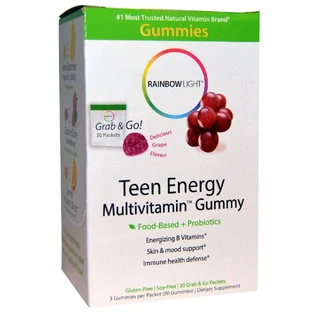 Мультивитамины для подростков, Multivitamin Gummy, Rainbow Light, вкус измышления, 30 пакетиков по 4 конфеты