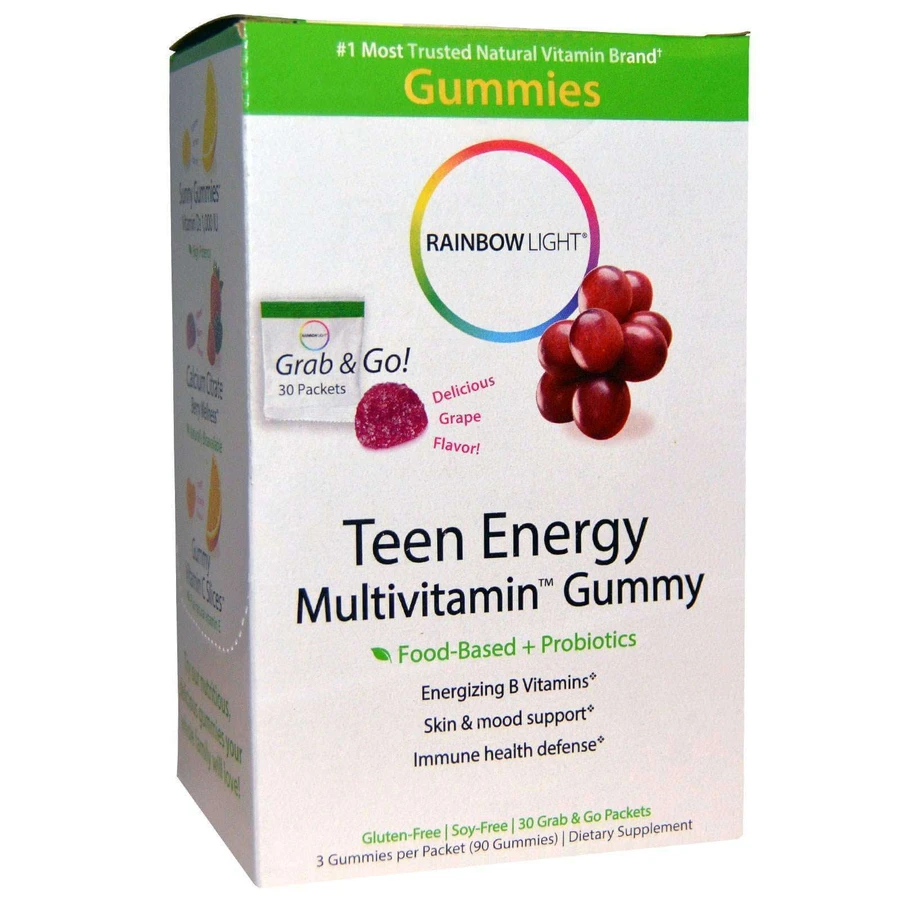 Мультивитамины для подростков, Multivitamin Gummy, Rainbow Light, вкус измышления, 30 пакетиков по 4 конфеты: цены и характеристики