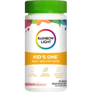 Витамины для детей, поддержание растущего организма, Rainbow Light, фруктовый вкус, 1 в день, 90 жевательных таблеток