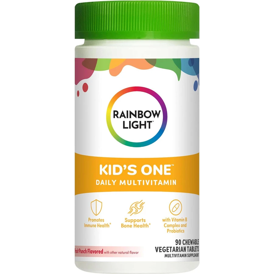 Витамины для детей, поддержание растущего организма, Rainbow Light, фруктовый вкус, 1 в день, 90 жевательных таблеток: цены и характеристики