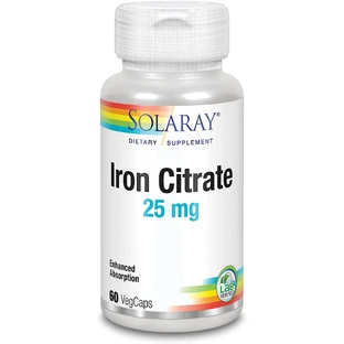Цитрат заліза, Iron citrate, Solaray, 25 мг, 60 вегетаріанських капсули