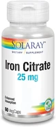 Цитрат заліза, Iron citrate, Solaray, 25 мг, 60 вегетаріанських капсули