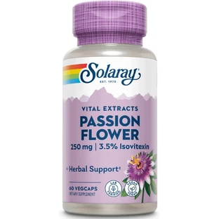 Пассифлора экстракт, Passion Flower Aerial Extract, Solaray, 250 мг, 60 вегетарианских капсул