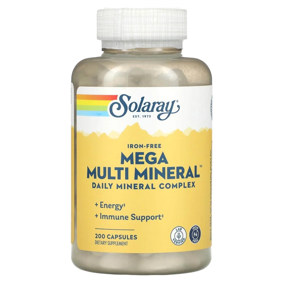 Мультиминеральный комплекс без железа, Mega Multi Mineral, Solaray, 200 капсул: цены и характеристики