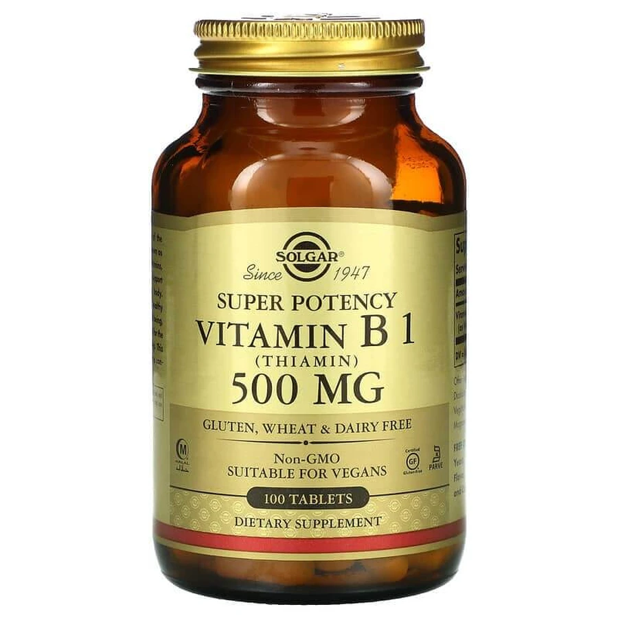 Витамин B1 (тиамин), Vitamin B1, Solgar, 500 мг, 100 таблеток: цены и характеристики