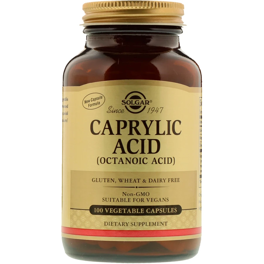 Каприловая кислота, Caprylic Acid, Solgar, 100 вегетарианских капсулы: цены и характеристики
