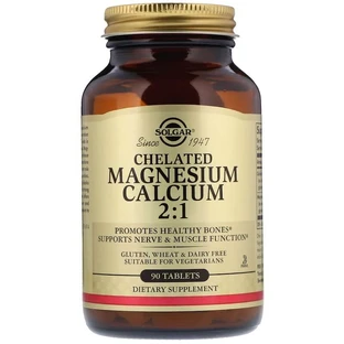 Магний кальций хелат 2:1, Chelated Magnesium Calcium, Solgar, 90 таблетки
