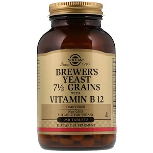 Пивні дріжджі з вітаміном B12, Brewer's Yeast with Vitamin B12, Solgar, 250 таблеток