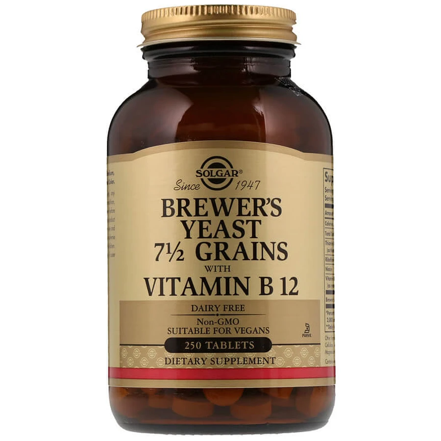 Пивні дріжджі з вітаміном B12, Brewer's Yeast with Vitamin B12, Solgar, 250 таблеток: ціни та характеристики