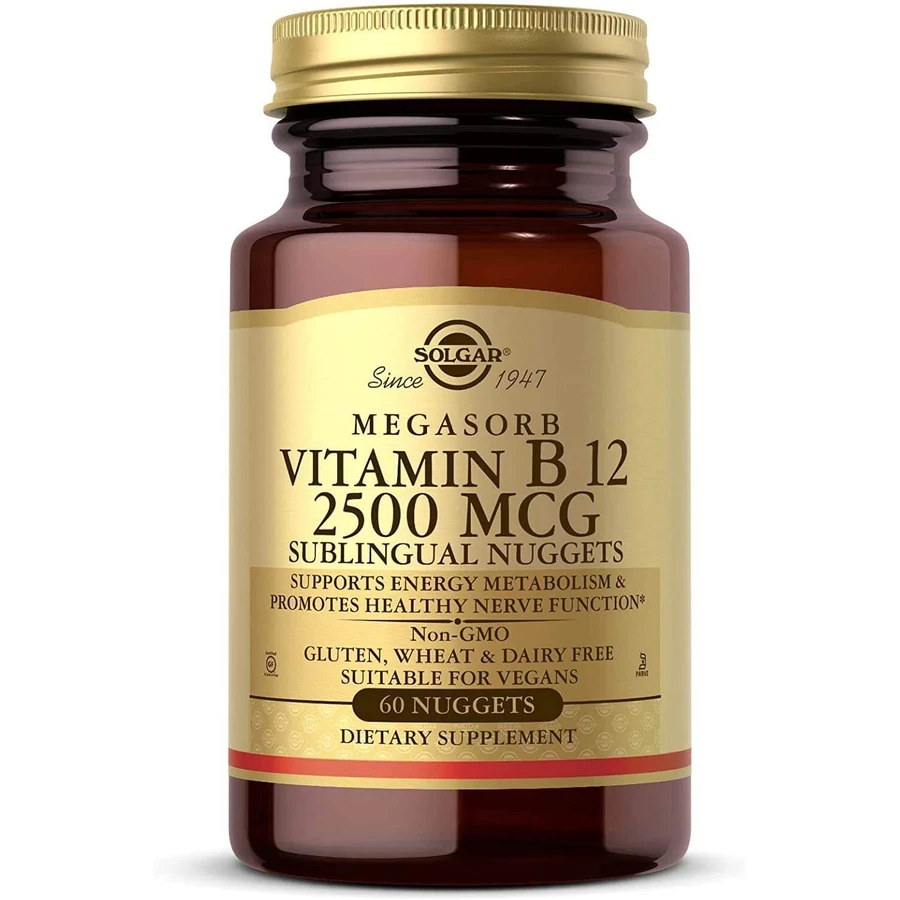 Витамин В12 (цианокобаламин), Vitamin B12, Solgar, сублингвальный, 2500 мкг, 60 таблетки: цены и характеристики