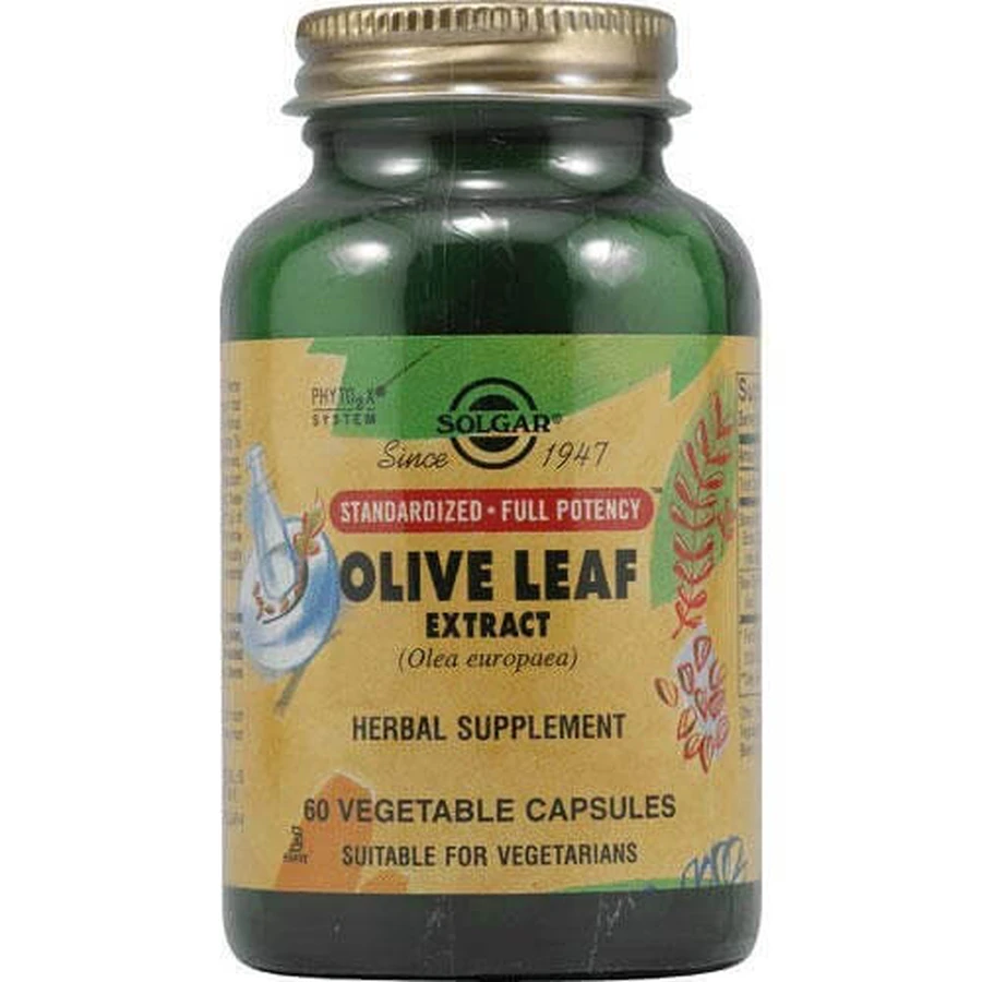 Екстракт листя оливи, Olive Leaf, Solgar, 60 вегетаріанських капсул: ціни та характеристики