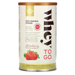 Сывороточный протеин, Grass Fed Whey To Go Solgar, порошок, вкус клубники, 453.5 г