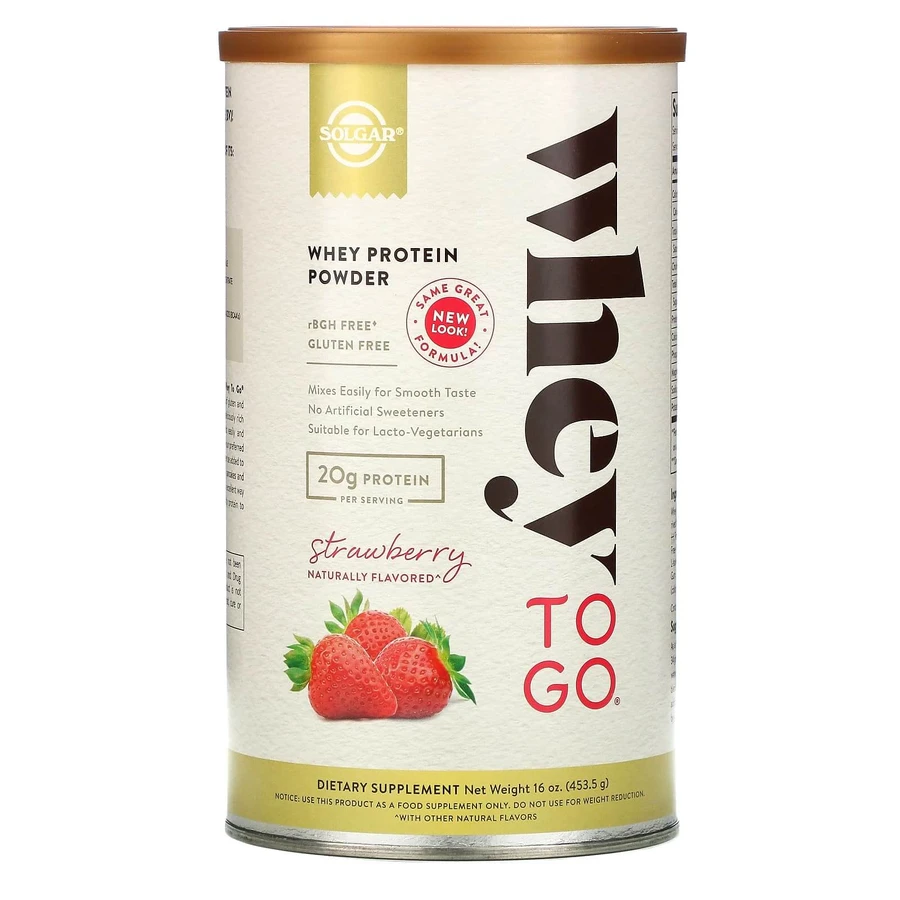 Сывороточный протеин, Grass Fed Whey To Go Solgar, порошок, вкус клубники, 453.5 г: цены и характеристики