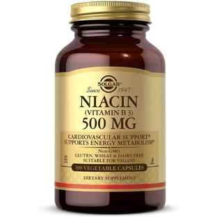 Ніацин (вітамін B3), Niacin (Vitamin B3), Solgar, 500 мг, 100 вегетаріанських капсул
