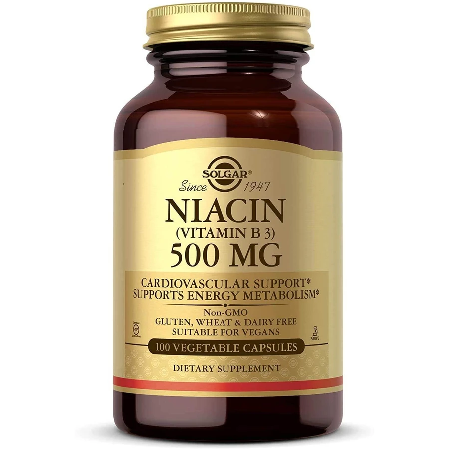 Ніацин (вітамін B3), Niacin (Vitamin B3), Solgar, 500 мг, 100 вегетаріанських капсул: ціни та характеристики