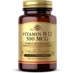 Вітамін В12, Vitamin B12, Solgar, 500 мкг, 100 вегетаріанських капсул