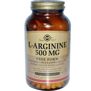 Аргінін, L-Arginine, Solgar, вільна форма, 500 мг, 250 вегетаріанських капсул