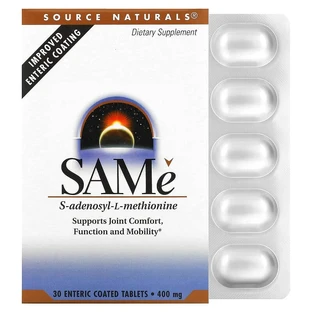 S-Аденозилметіонін, SAM-e, Source Naturals, 400 мг, 30 таблеток